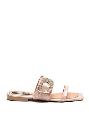 Kadın Deri Taban Taş Tokalı Terlik SOMON 13005