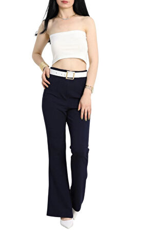 Krep İspanyol Pantolon Lacivert