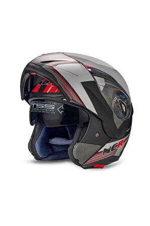 NCR Kask Çene Açılır Vizörlü Kırmızı (Ece Belgeli)