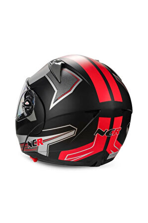 NCR Kask Çene Açılır Vizörlü Kırmızı (Ece Belgeli)