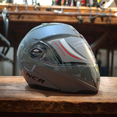 NCR-158 ÇENE AÇILIR GÖZLÜKLÜ E-CE BELGELİ KASK COOL GRİ