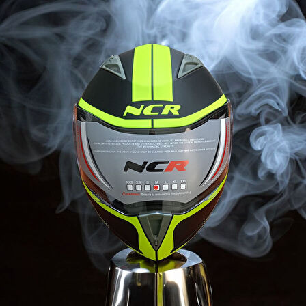 NCR-158 ÇENE AÇILIR GÖZLÜKLÜ E-CE BELGELİ KASK SARI GRAFIK