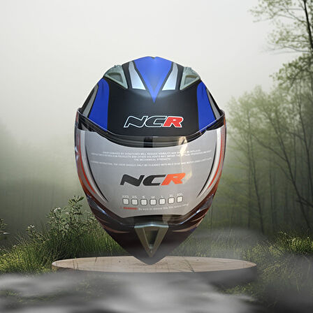 NCR-158 ÇENE AÇILIR GÖZLÜKLÜ E-CE BELGELİ KASK MAVİ GRAFİK