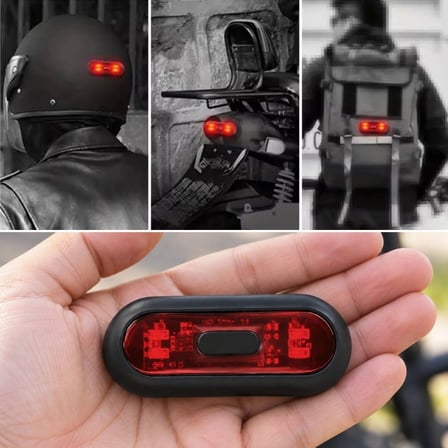 Kararlı Ticaret USB Şarjlı Kırmızı LED Kask Flaşörü, Açma Kapama Düğmeli Siyah Oval Gövde, USB Kablolu 8,8 x 3,7 cm Kask Aydınlatma Işığı