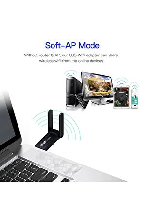 Kablosuz Wifi Adaptörü Dual Band Çift Antenli Ac1300 Mbps Wifi Alıcı Ağ Kartı Sinyal Güçlendirici