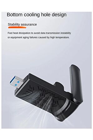 Kablosuz Wifi Adaptörü Dual Band Çift Antenli Ac1300 Mbps Wifi Alıcı Ağ Kartı Sinyal Güçlendirici