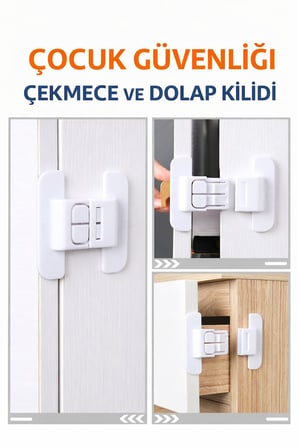4 Adet Buzdolabı, Çekmece ve Dolap Kapağı Çocuk Kilidi