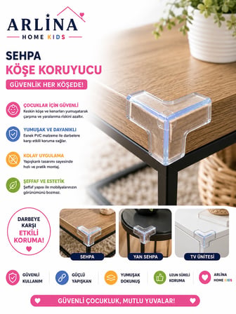 Masa & Sehpa Köşe Kenar  Koruyucu 8'li