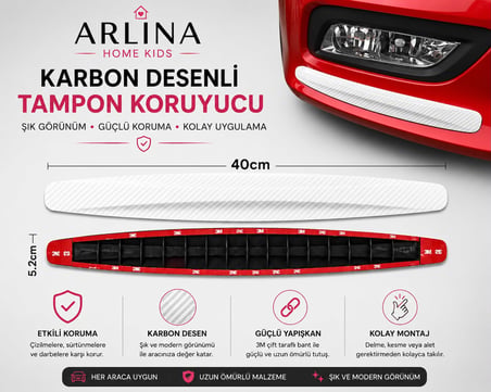 2'li Beyaz Karbon Desenli Tampon Koruyucu