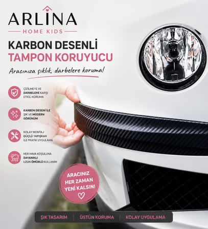 2'li Siyah Karbon Desenli Tampon Koruyucu