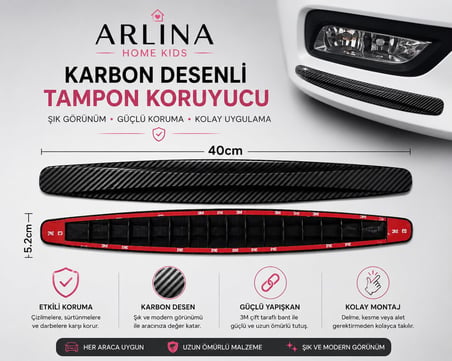 2'li Siyah Karbon Desenli Tampon Koruyucu