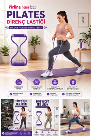 Pilates Direnç Lastiği Yoga Squat Egzersiz Aleti El Kol Kas Güçlendirme Aparatı