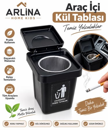 Çöp Kutusu Tasarımlı Duvar Küllüğü - Kapaklı Dekoratif Balkon Ofis Kül Tablası Paslanmaz Hazneli