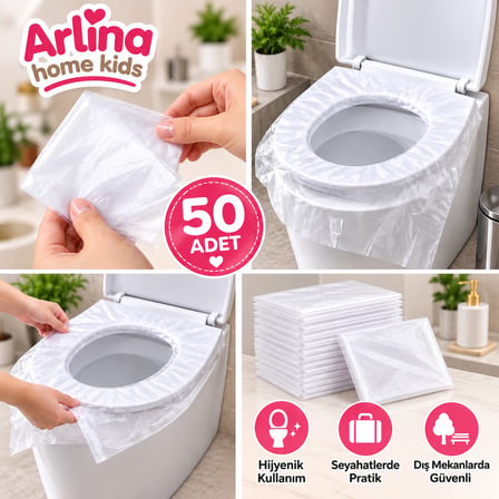 Arlina Home Kids Tek Kullanımlık Klozet Kapak Örtüsü 50 Adet