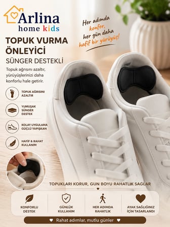 Arlina Home Kids Topuk Vurma Önleyici Sünger Destek Siyah