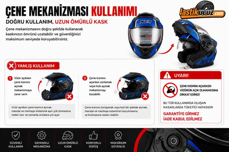 NCR-166E ÇENE AÇILIR GÖZLÜKLÜ ECE 22-06 BELGELİ KASK PARLAK SİYAH