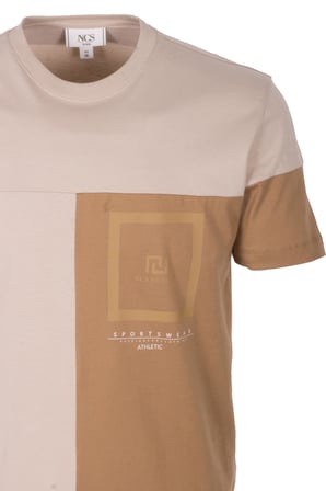 Erkek Tişört Bisiklet Yaka Bej Slim Fit %100 Pamuk T-shirt NCS JEANS 1301