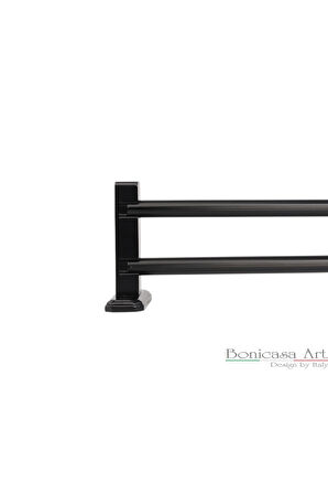 Palermo Çift Raylı Ahşap Başlıklı Rustik S Pile Perde Askısı Çetray Modern Rustik Siyah 100 cm