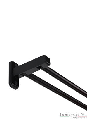 Palermo Çift Raylı Ahşap Başlıklı Rustik S Pile Perde Askısı Çetray Modern Rustik Siyah 100 cm