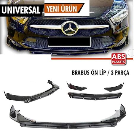 Üniversal Esnek BRABUS Lip 3 Parça Piano Black ABS Plastik Flaplı