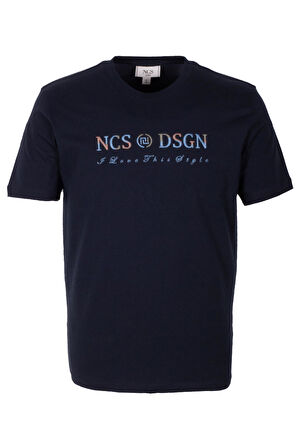 Erkek Tişört Bisiklet Yaka Lacivert Slim Fit %100 Pamuk T-shirt NCS JEANS 1303