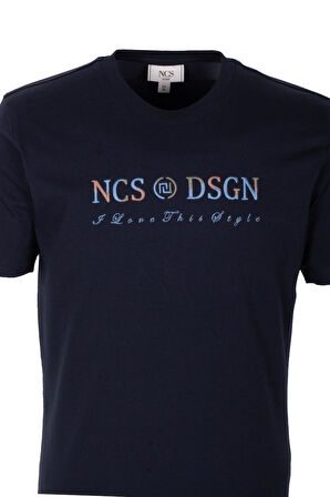 Erkek Tişört Bisiklet Yaka Lacivert Slim Fit %100 Pamuk T-shirt NCS JEANS 1303