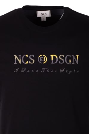 Erkek Tişört Bisiklet Yaka Siyah Slim Fit %100 Pamuk T-shirt NCS JEANS 1303