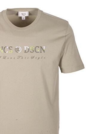 Erkek Tişört Bisiklet Yaka Açık Olive Slim Fit %100 Pamuk T-shirt NCS JEANS 1303