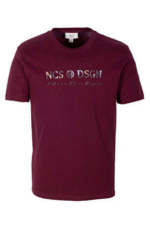 Erkek Tişört Bisiklet Yaka Bordo Slim Fit %100 Pamuk T-shirt NCS JEANS 1303