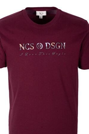 Erkek Tişört Bisiklet Yaka Bordo Slim Fit %100 Pamuk T-shirt NCS JEANS 1303