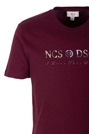 Erkek Tişört Bisiklet Yaka Bordo Slim Fit %100 Pamuk T-shirt NCS JEANS 1303