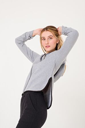 Barbora Günlük Fermuarlı Kapüşonlu Kadın Ceket 1203gri8