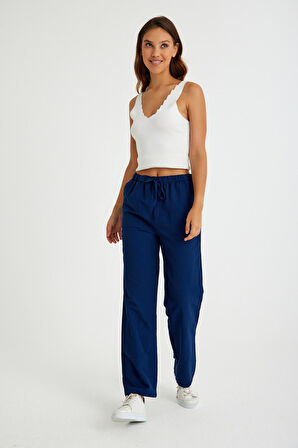 Barbora Keten Günlük Pantolon Beli Bağcıklı Ln14lacivert3