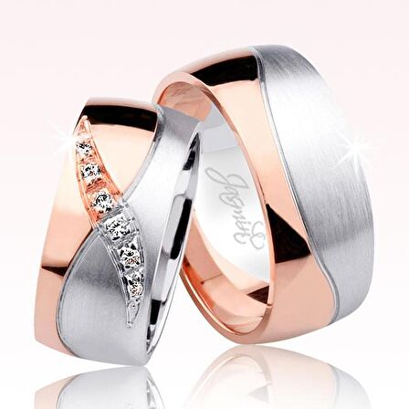 Rose Beyaz Bombeli Altın Alyans 1304-1