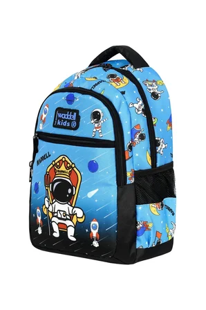 Okul Cantasi Siyah Mavi Astronot Desenli Erkek Cocuk Ilkokul Sirt Cantasi Beslenme Cantasi Just Polo