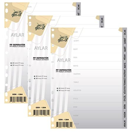 Gen-Of Ayraç Seperatör Türkçe 12 Ay 3 Adet (GEN-1304)