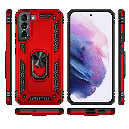 Gpack Samsung Galaxy S22 Plus Kılıf Vega Sert Silikon Tank Standlı Yüzüklü Mıknatıslı