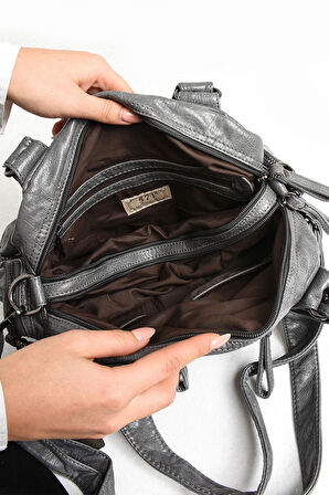 Suni Deri Omuz Çantası Gri (Model: 571-11-13D) 