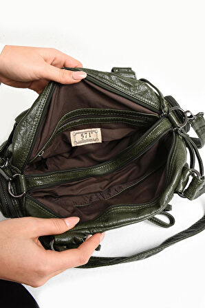 Suni Deri Omuz Çantası Yeşil (Model: 571-11-13D) 