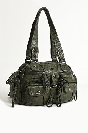 Suni Deri Omuz Çantası Yeşil (Model: 571-11-13D) 