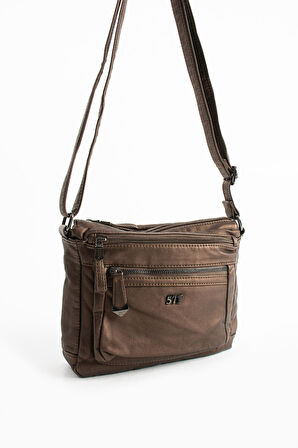 Suni Deri Omuz Çantası Bronz (Model: 571-13-10J) 