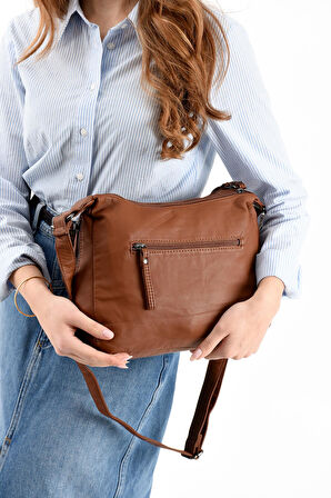 Suni Deri Omuz Çantası Taba (Model: 571-13-10K) 