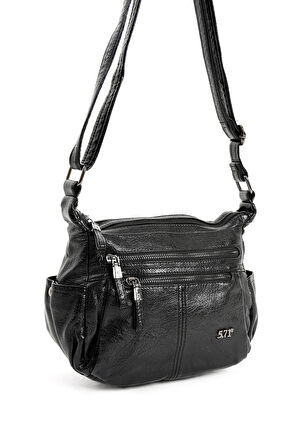 Suni Deri Omuz Çantası Siyah (Model: 571-13-13H) 