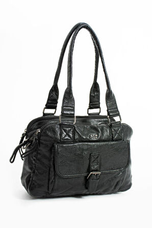 Suni Deri Omuz Çantası Siyah (Model: 571-13-13K) 