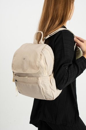 Yumuşak Dokulu Ultra Hafif, Esnek ve Su Geçirmez Polyamid Kumaş Sırt Çantası Bej Model: (571-13-14B)