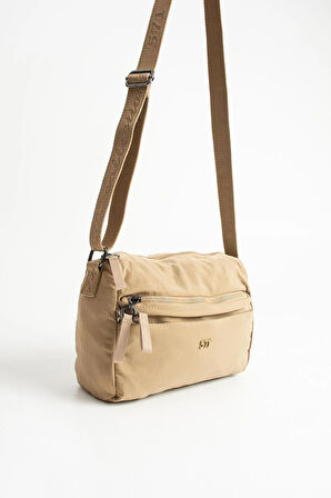 Yumuşak Dokulu Ultra Hafif, Esnek ve Su Geçirmez Polyamid Kumaş Omuz Çantası Vizon Model: (571-13-14C)