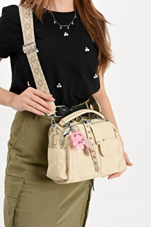 Suni Deri Omuz Çantası Krem (Model: 571-13-17E) 