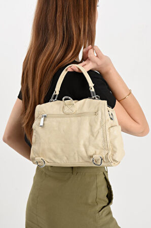 Suni Deri Omuz Çantası Krem (Model: 571-13-17E) 