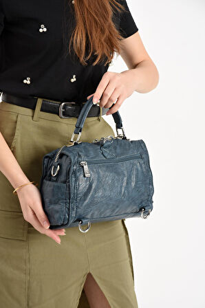 Suni Deri Omuz Çantası Mavi (Model: 571-13-17E) 