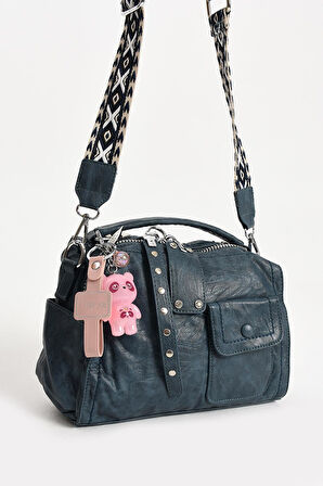 Suni Deri Omuz Çantası Mavi (Model: 571-13-17E) 